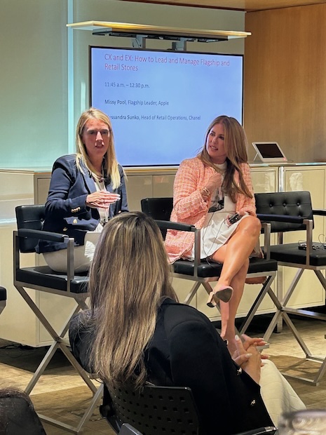 Apple's Missy Pool and Chanel's Alessandra Sunko in discussing customer and employee experience and how to lead and manage flagship and retail stores at Luxury Roundtable's Luxury Women Leaders Summit New York June 13