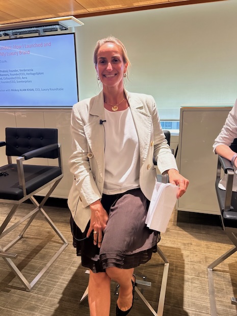 Verderoccia's Gaia Leonori Pratesi Verderoccia's spoke on the "Female Founders: How I Launched and Sustained My Luxury Brand" panel at Luxury Roundtable's Luxury Women Leaders Summit New York June 13