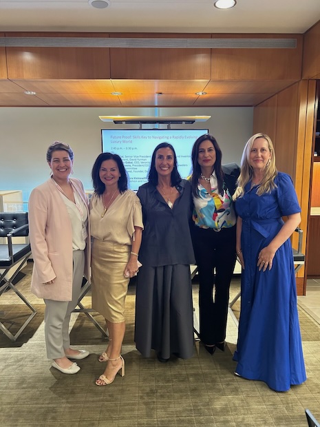 Speakers from the "Future Proof: Skills Key to Navigating a Rapidly Evolving Luxury World" panel at Luxury Roundtable's Luxury Women Leaders Summit New York June 13. From left to right: Kearney's Nora Kleinwillinghoefer, Veronique Gabai, Francesca Danzi, David Yurman's Leila Jalai and Jewelers Vigilance Committee