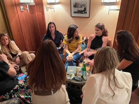 From left to right: Quintessentially's Lauren Wilt, Francesca Danzi, Aera's Tina Bhojwani, Rolls-Royce Motor Cars' Kate Alini, David Yurman's Leila Jalai, De Beers' Ivette Nersesyan-Stephanopoulos (cream jacket, back to camera) and Sachin & Babi's Amy E. Riordan (back to camera)